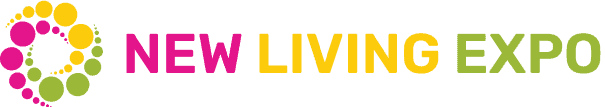 Logo of New Living Expo with colorful dotted circle and the text 'New Living Expo' in pink, yellow, and green.