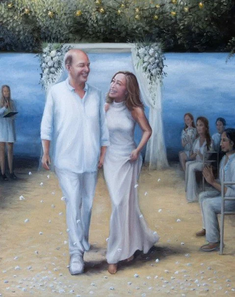 This painting was such a special brief.

A private wedding at home in St Albans, with the couple&rsquo;s children coming together to gift them something really meaningful - a live painting of the day, alongside guest portraits for everyone to take ho