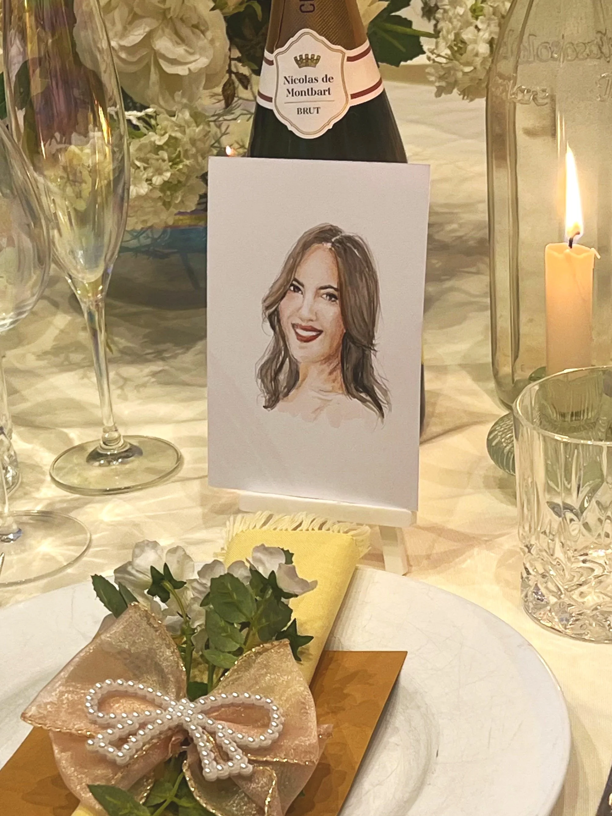 guest wedding place card, portrait, name card