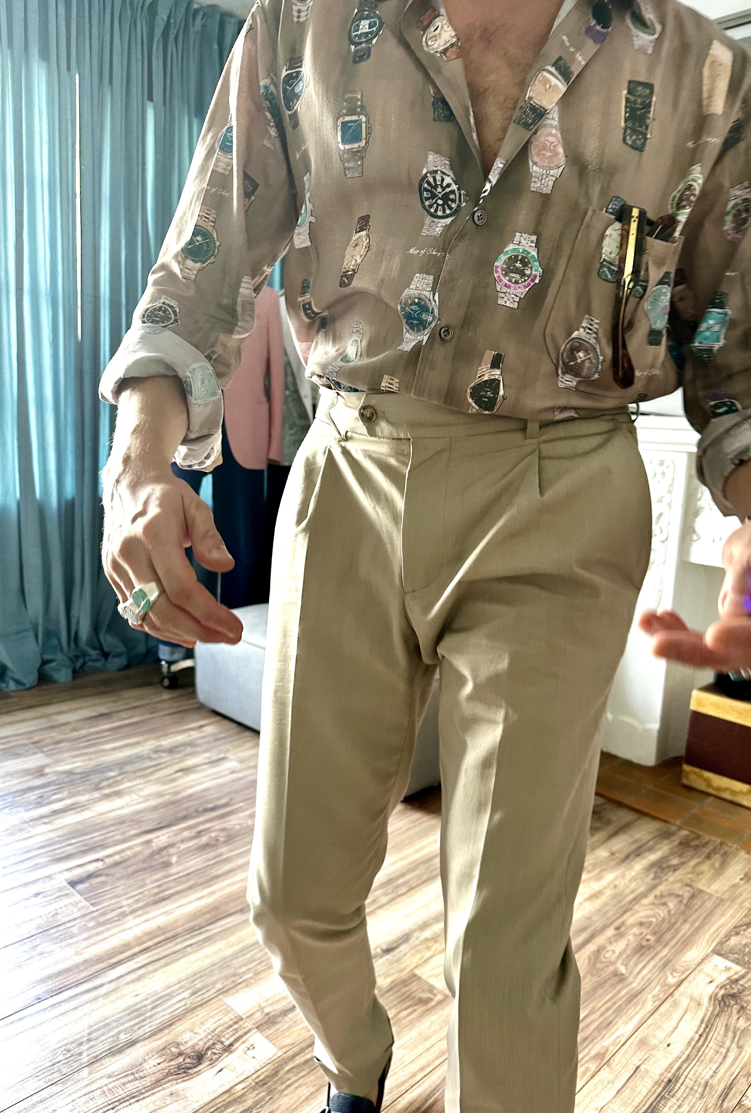 Man wearing the Painted Gold Watches Shirt