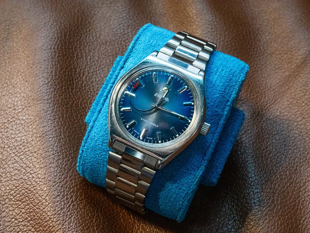 ENICAR 1970s Vintage Watch – Manual Wind + Leather Roll Included