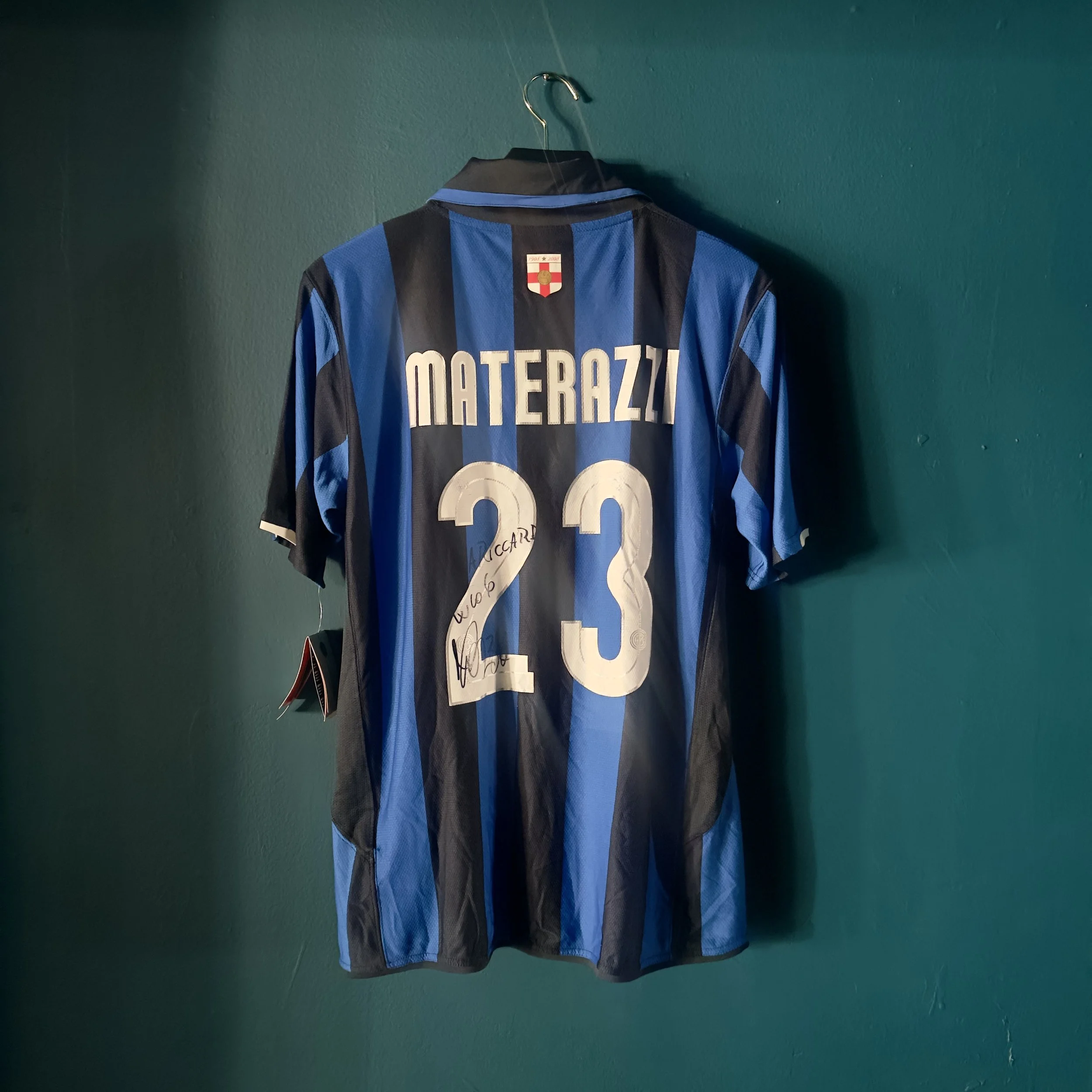 INTER MILAN 2007-08 HOME JERSEY – MATERAZZI #23 AUTOGRAPHED – SIZE L