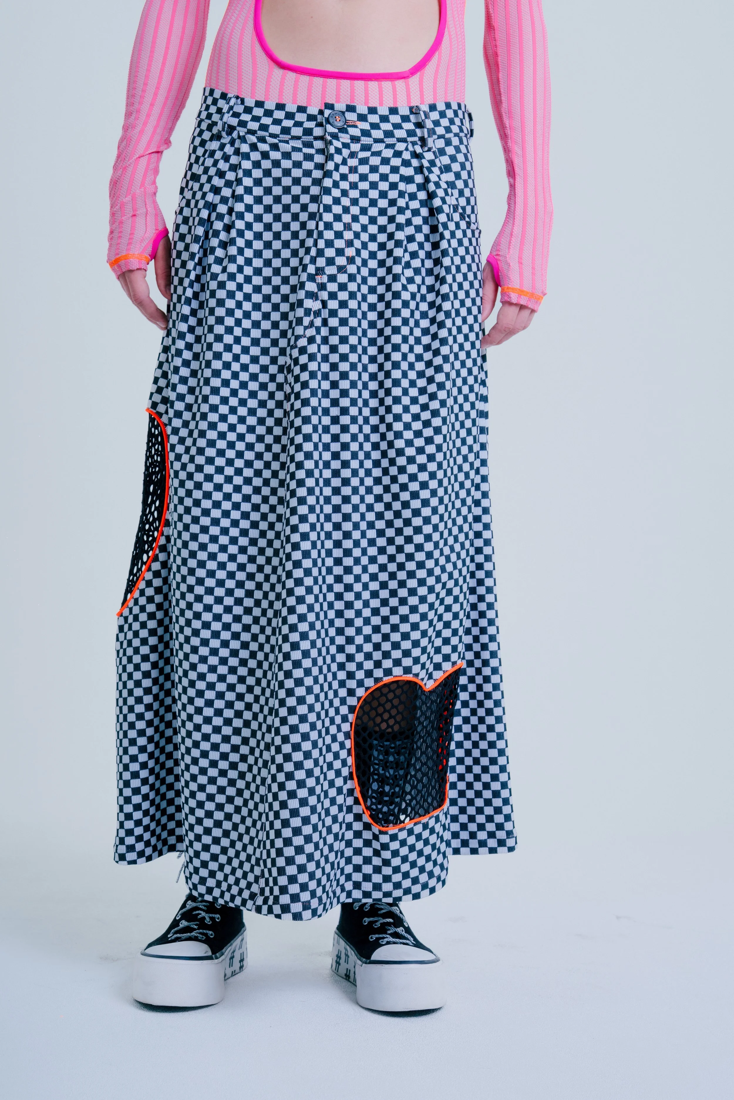 Skirt with mesh cut-outs