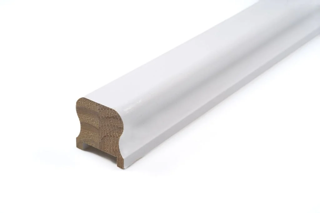 Primed white Cottage Loaf handrail ready for painting, ideal for traditional and contemporary staircases