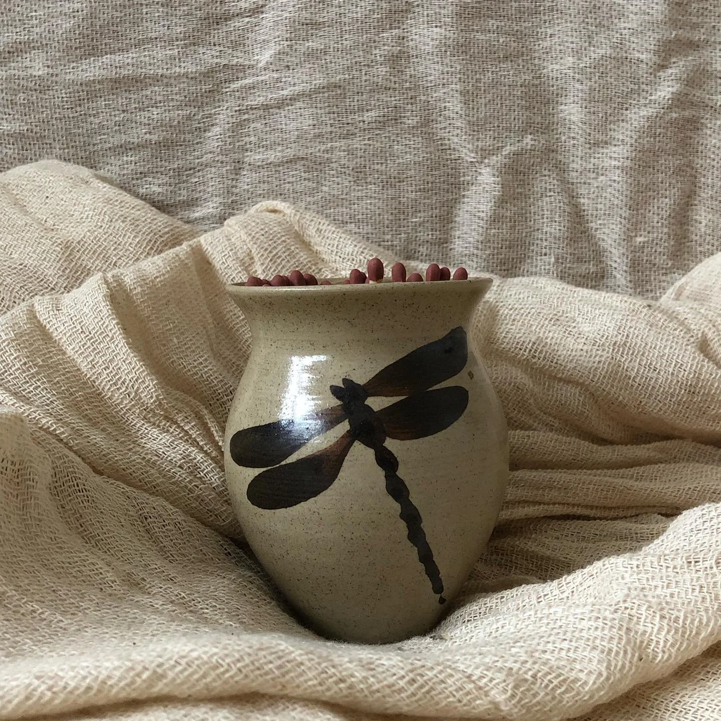 Vintage Studio Pottery 

Our reclaimed vessels are repurposed into beautiful match pots. Each vessel comes with matches and striker pad. 

This gorgeous little one of a kind match pots would make a great gift for Christmas, perfect for the cosy seaso