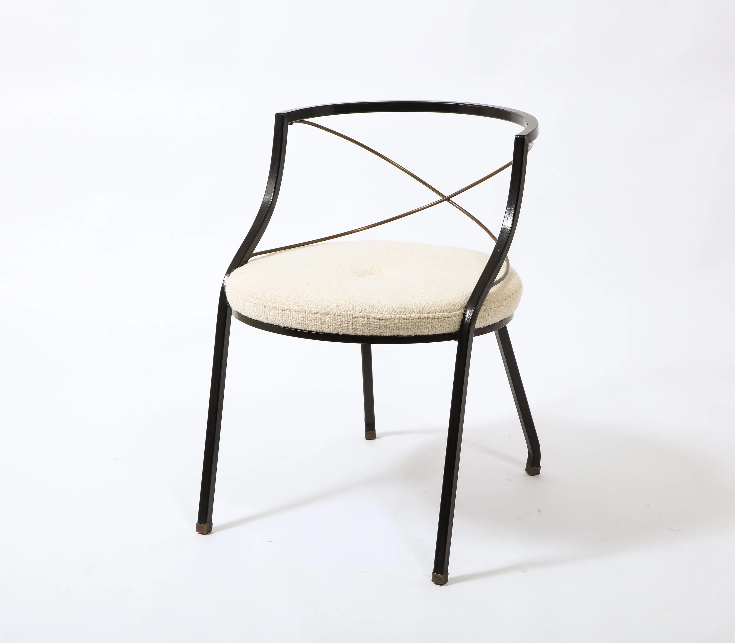 Set of Four Jansen Brass and Iron Armchairs