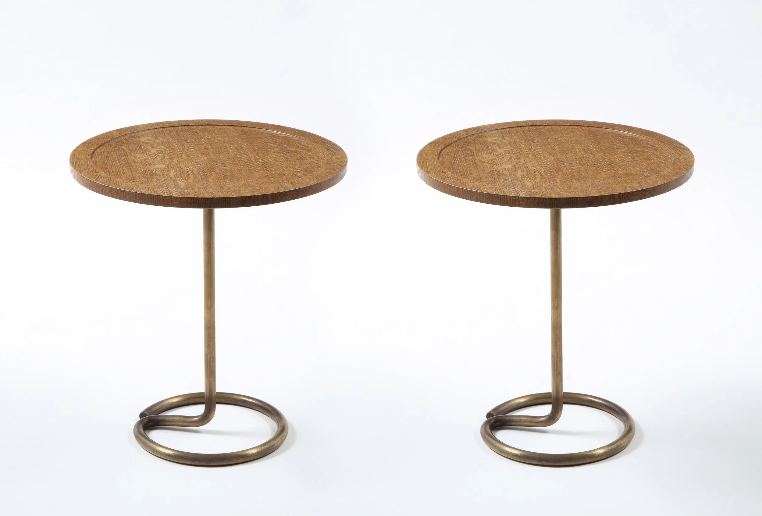 Pair of Herbst for Stablet Side Table in Brass & Oak