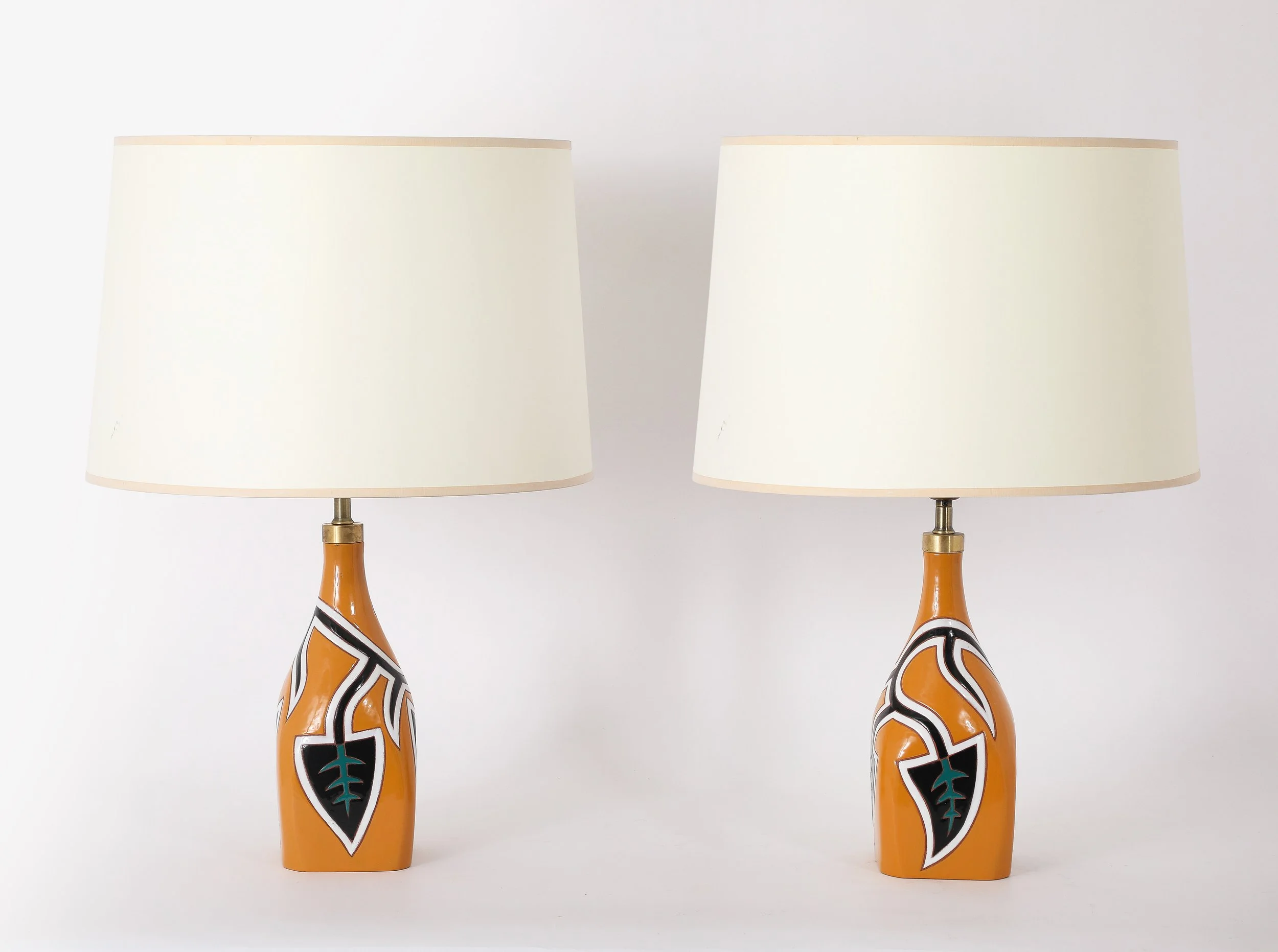 Picart Le Doux Orange “Leaves” Table Lamps