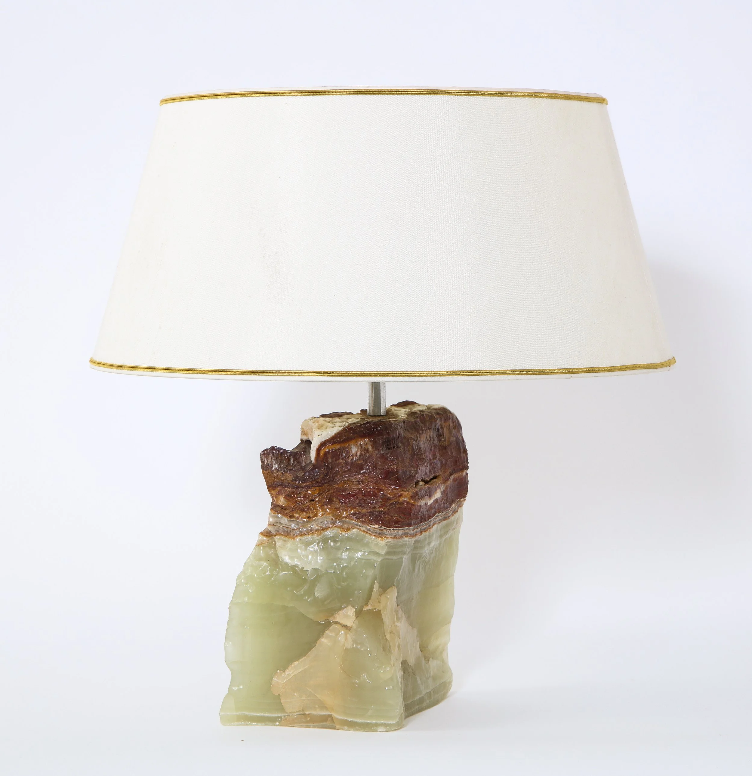 Green and Rust Organic Onyx Block Table Lamp