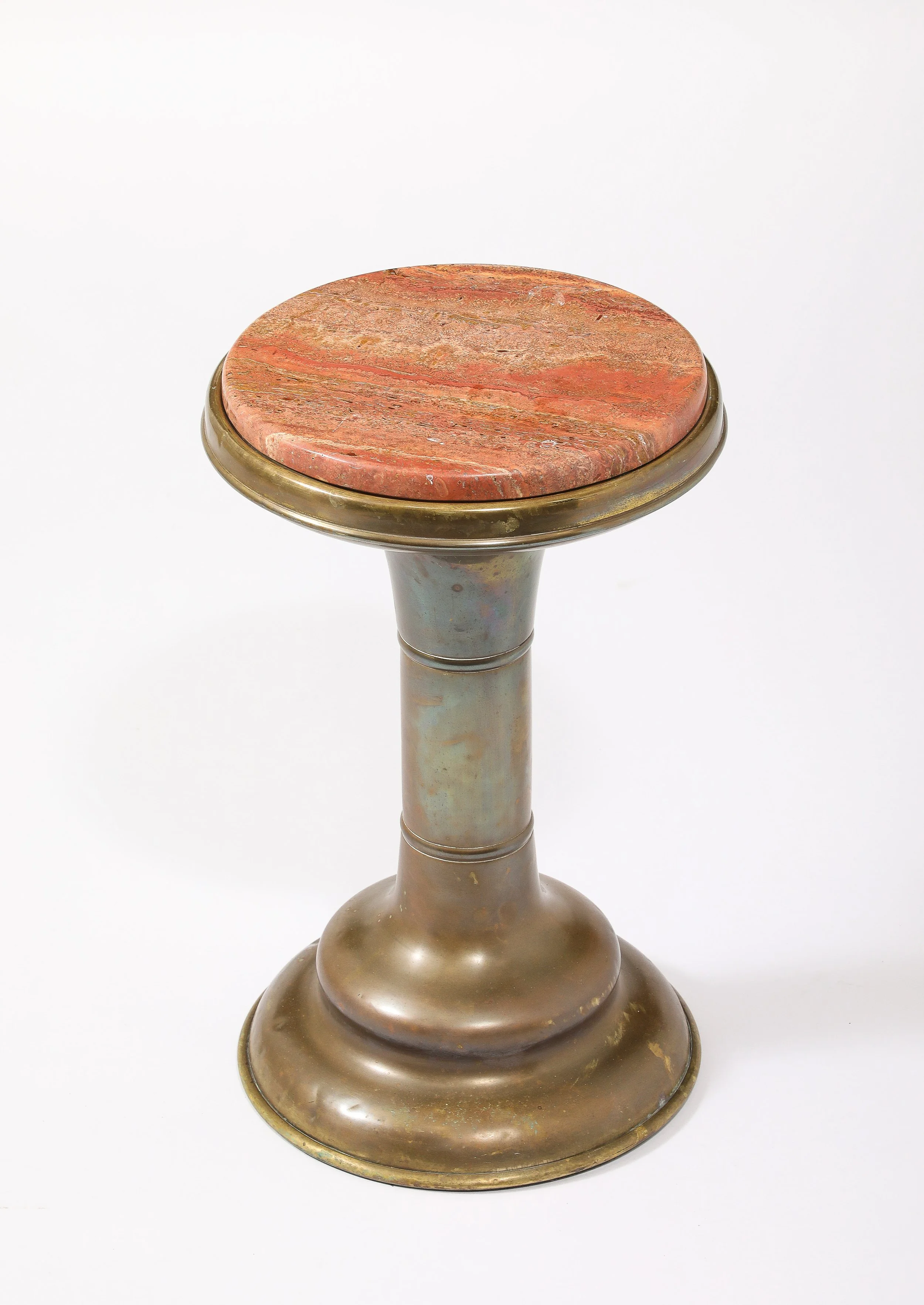 Brass Pedestal With Persian Travertine Top