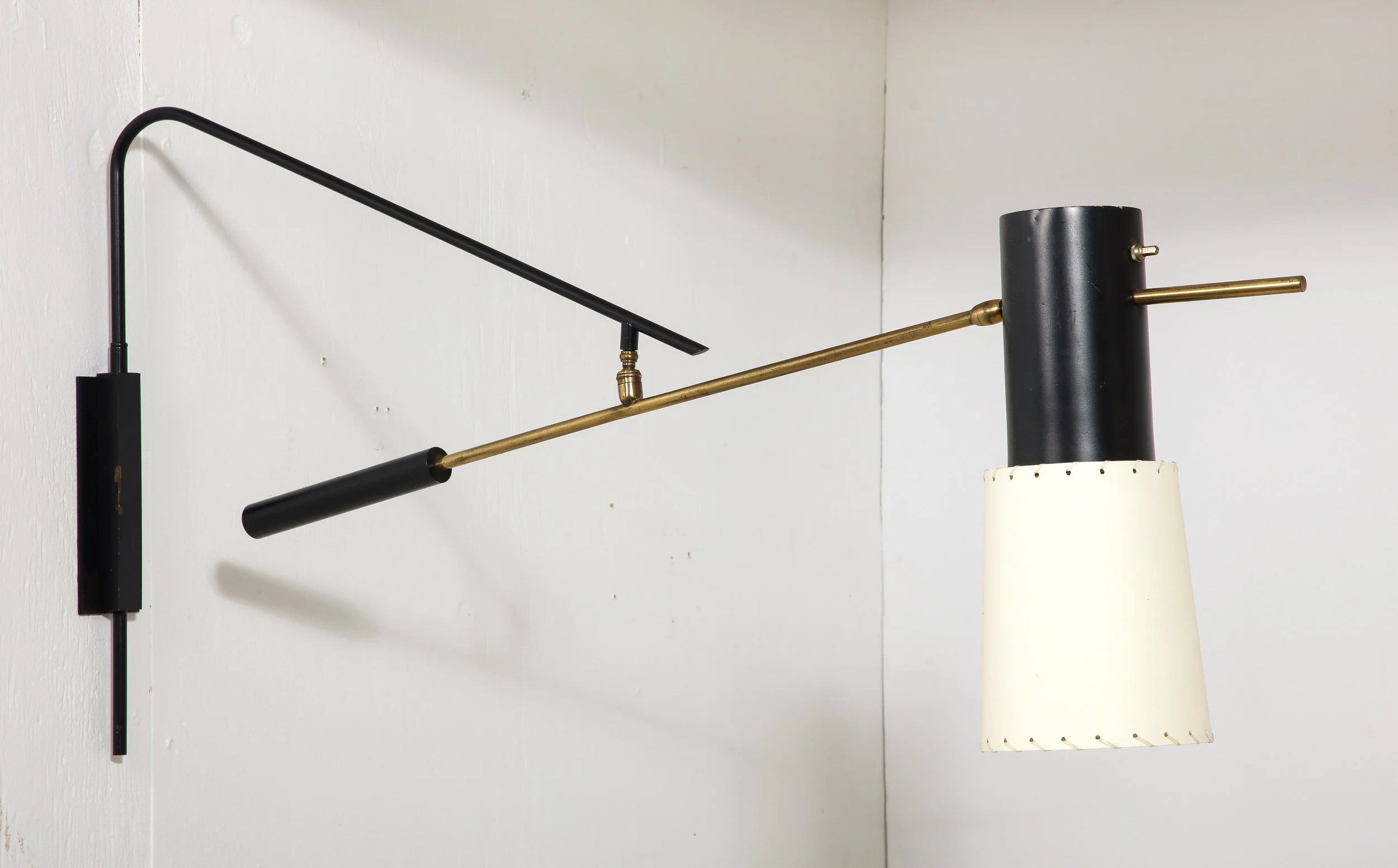 Large Arlus Black and Brass Double Swing arm Sconce