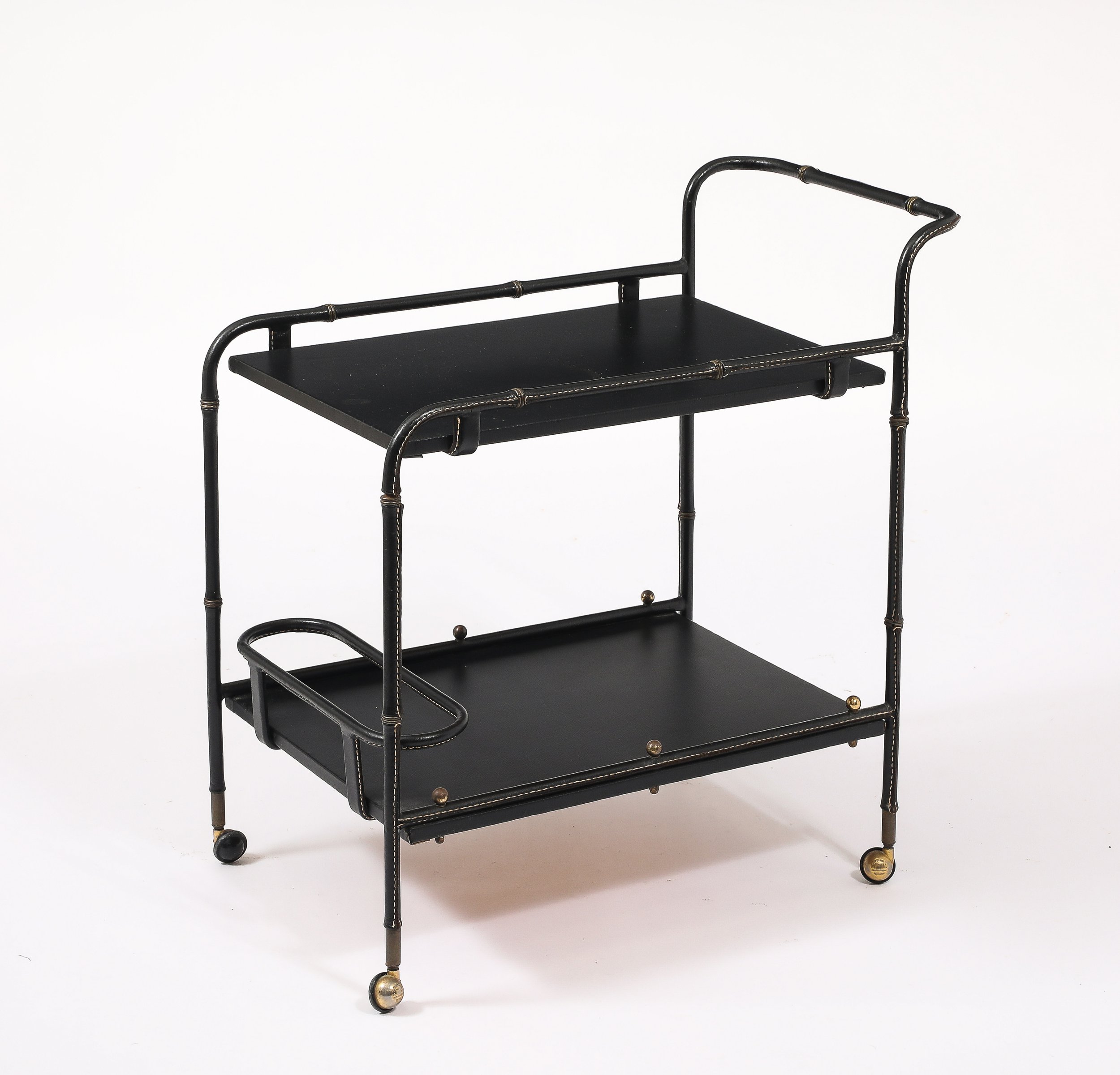 Jacques Adnet Leather Bar Cart