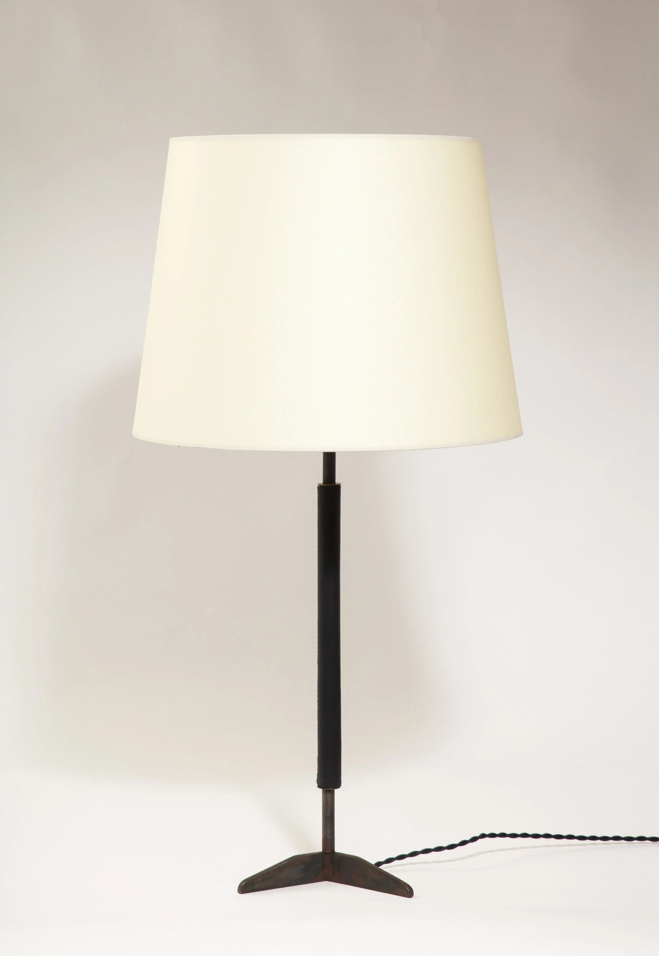 Leather & Blackened Steel Table Lamp