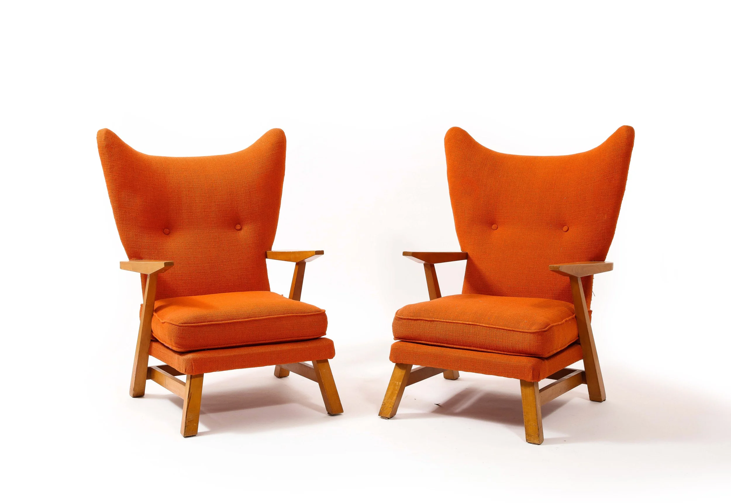 Tangerine Wool Maison Regain Wing Chairs