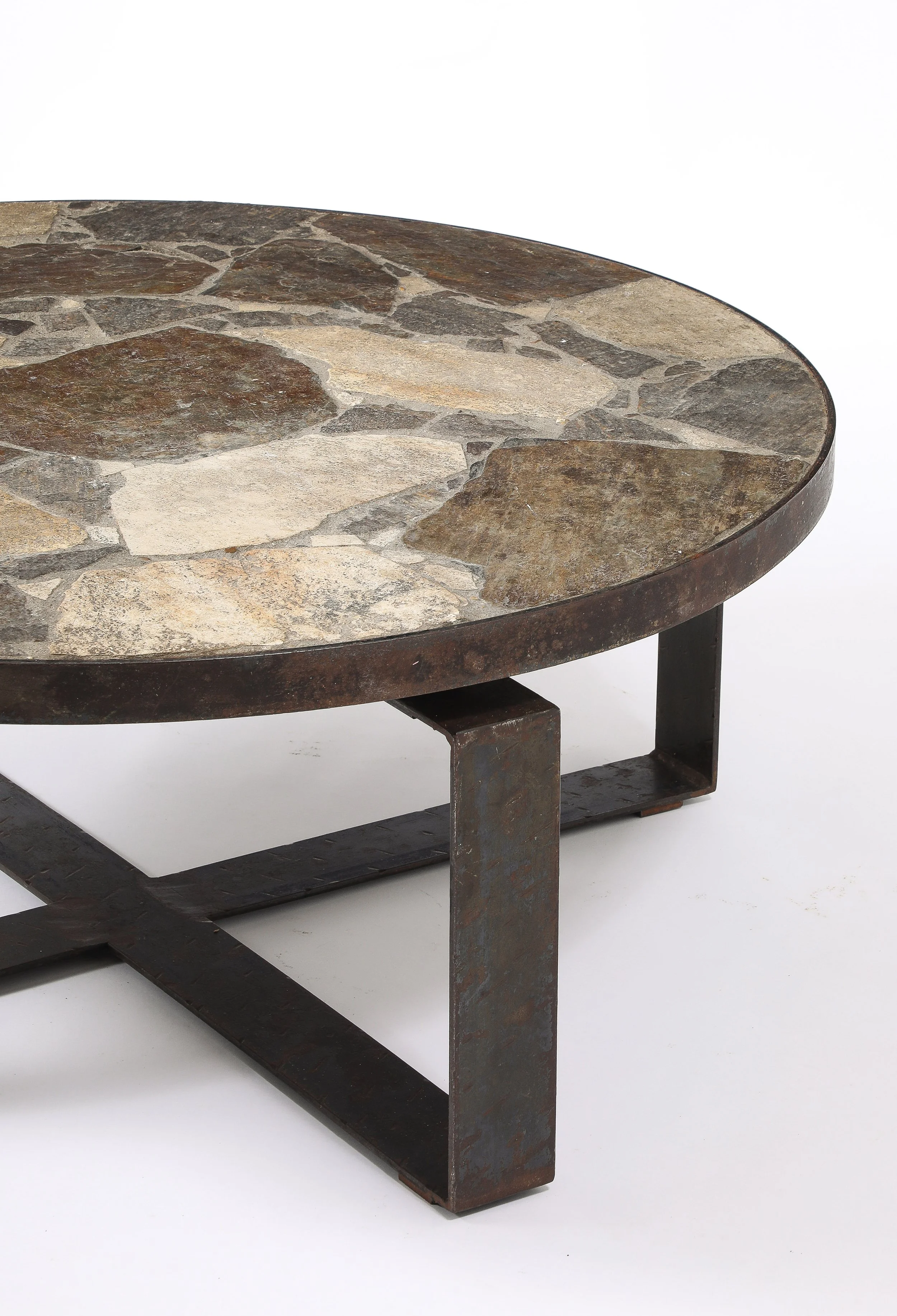 Large Slate & Steel Coffee Table
