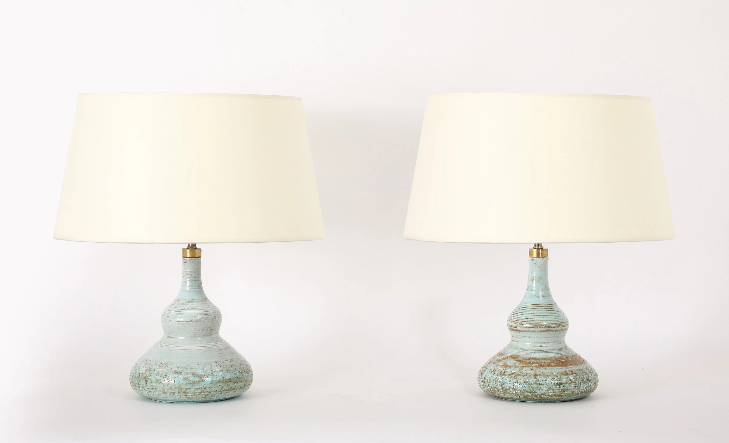 Pair Of Celadon Pottery Lamp