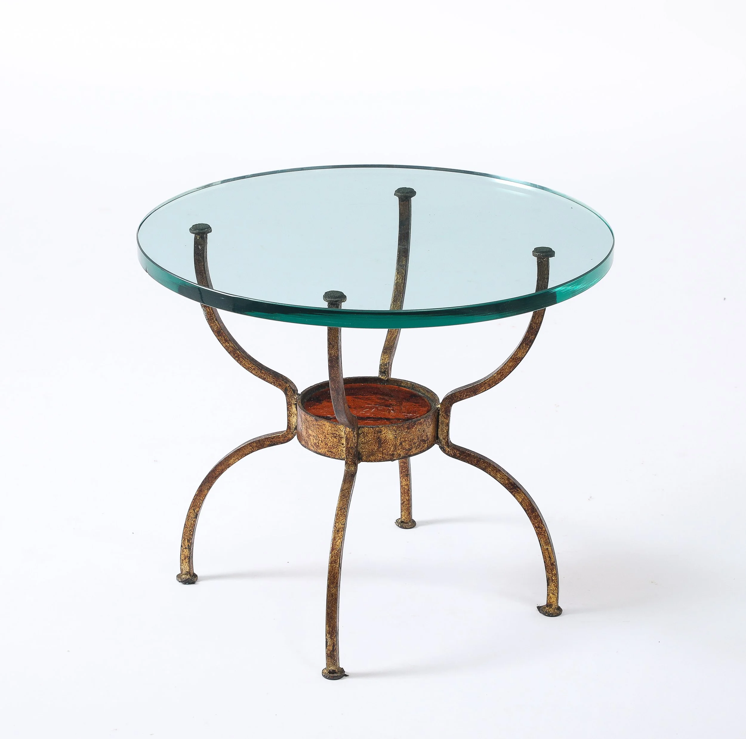 Amber Glass & Wrought Iron Table