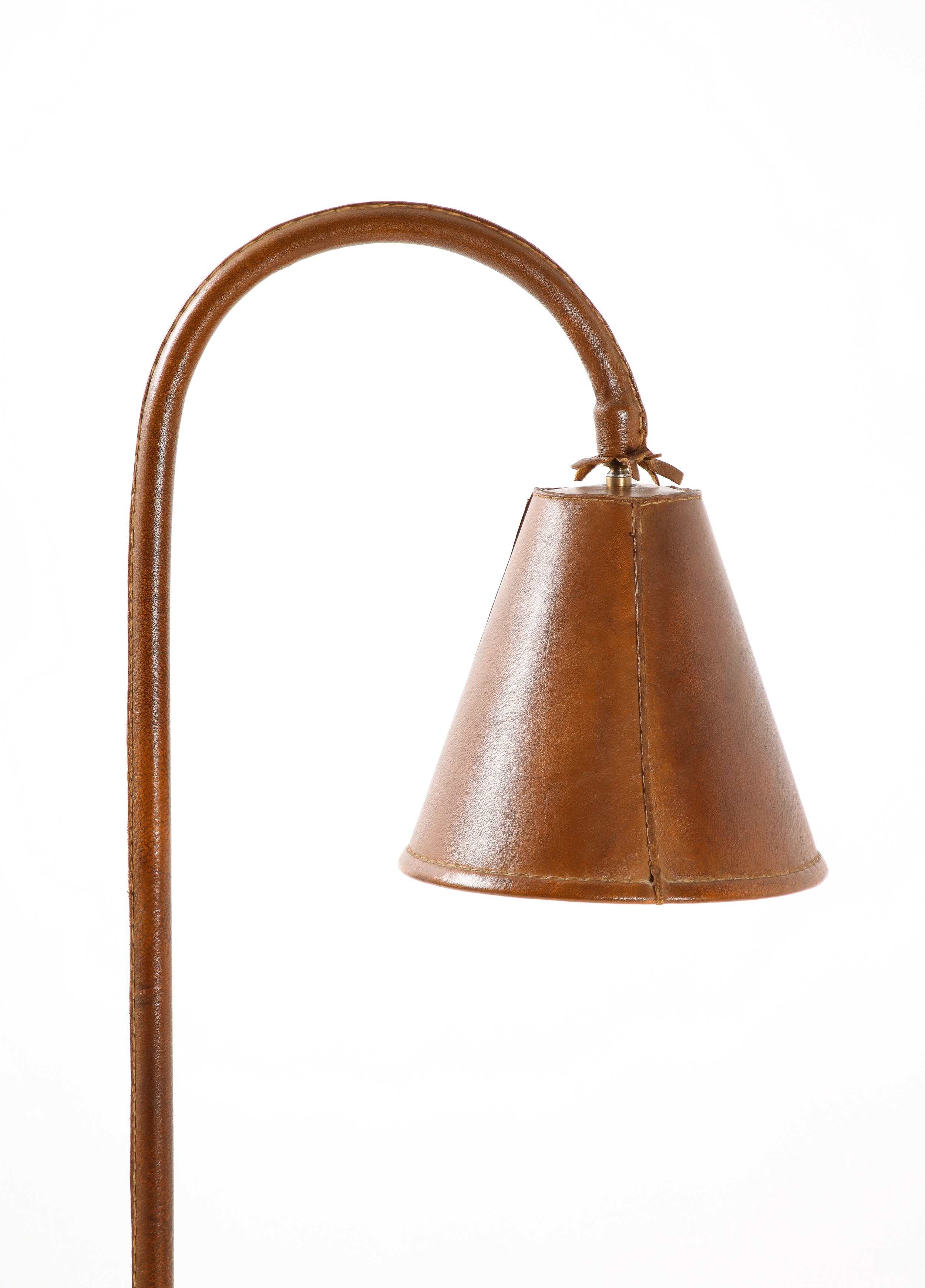 Jacques Adnet Leather Cone Lamp
