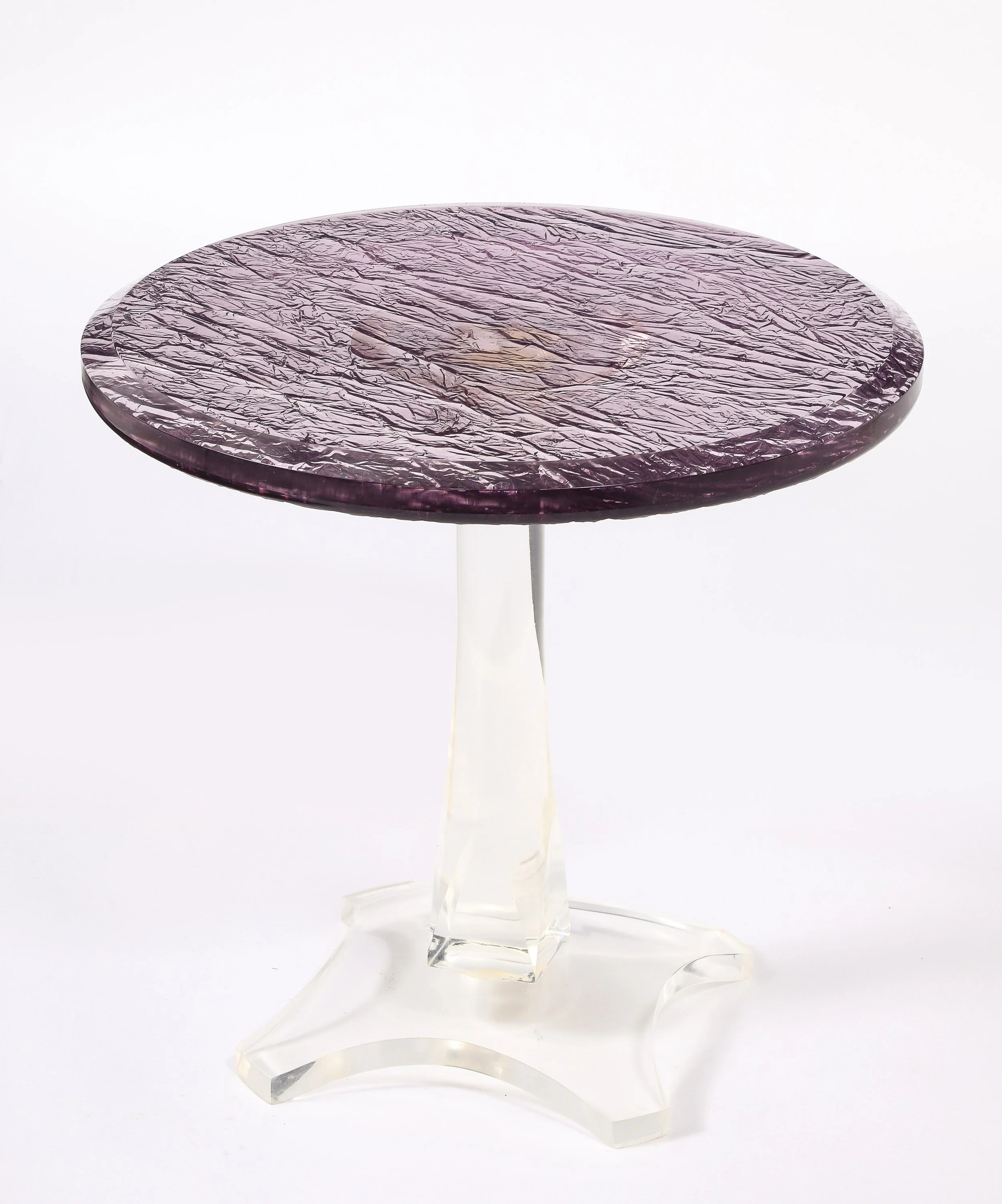 Clear and Purple Lucite End Table