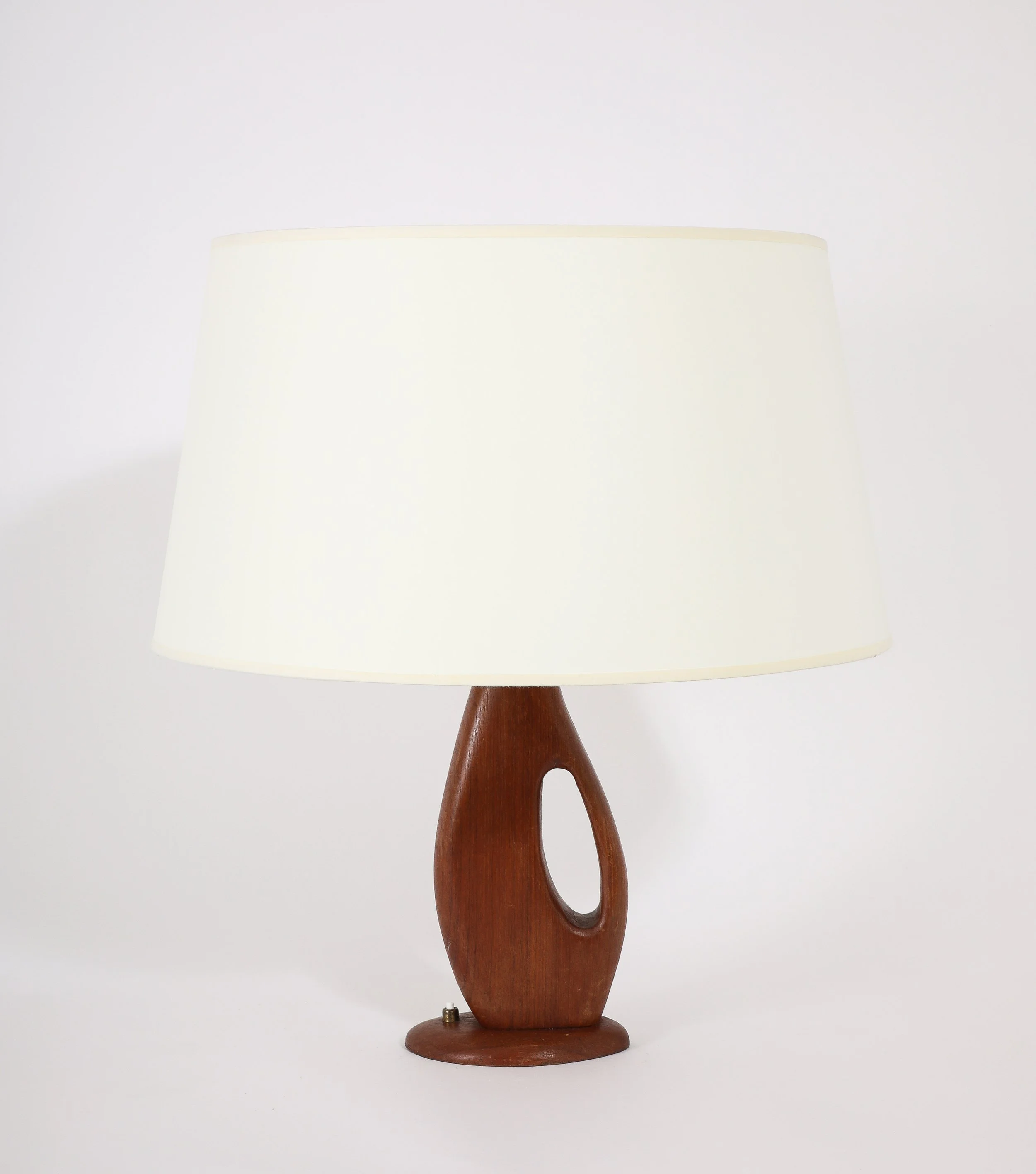 Oval Carved Wood Lamp