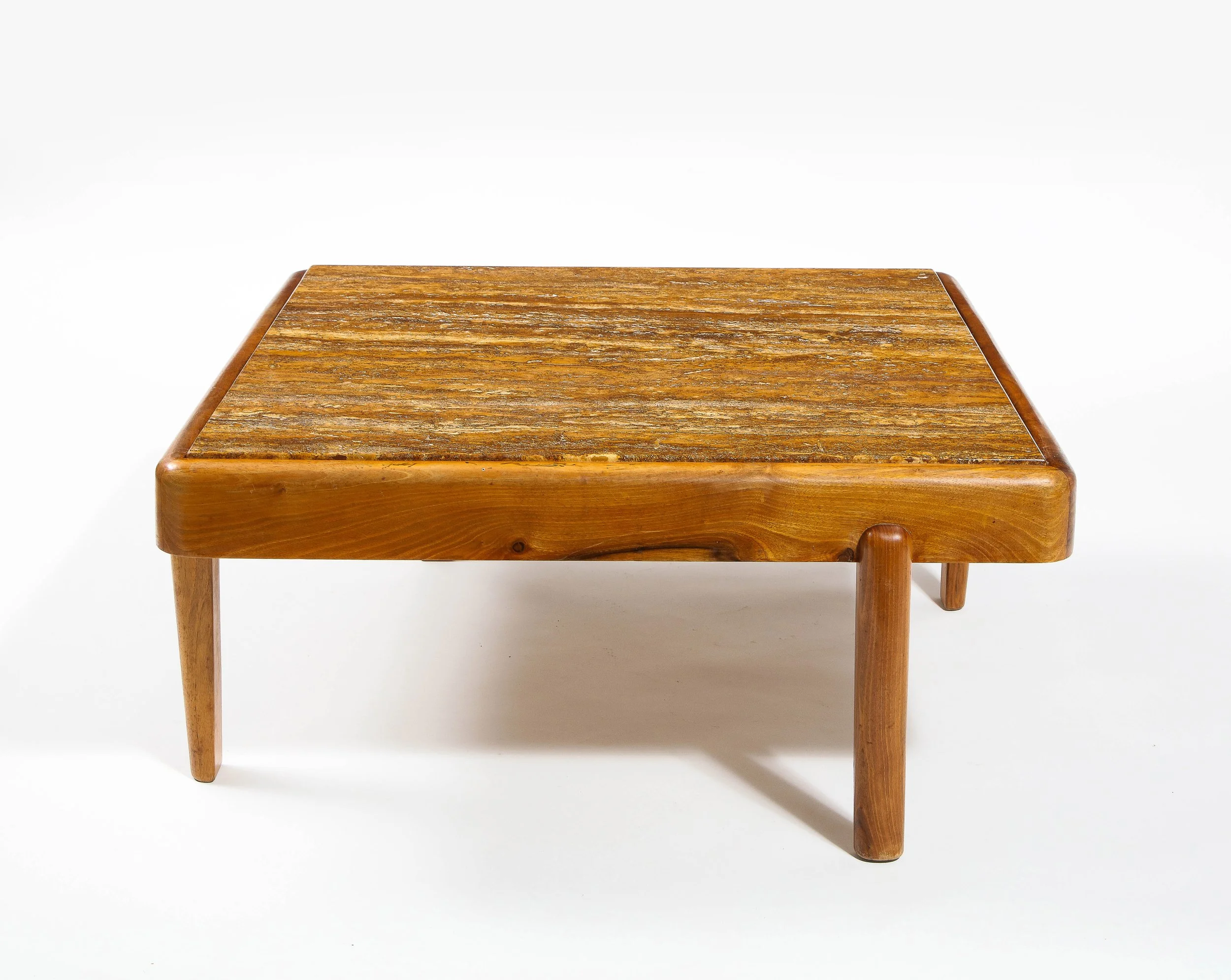 Large Elm & Travertine Coffee Table