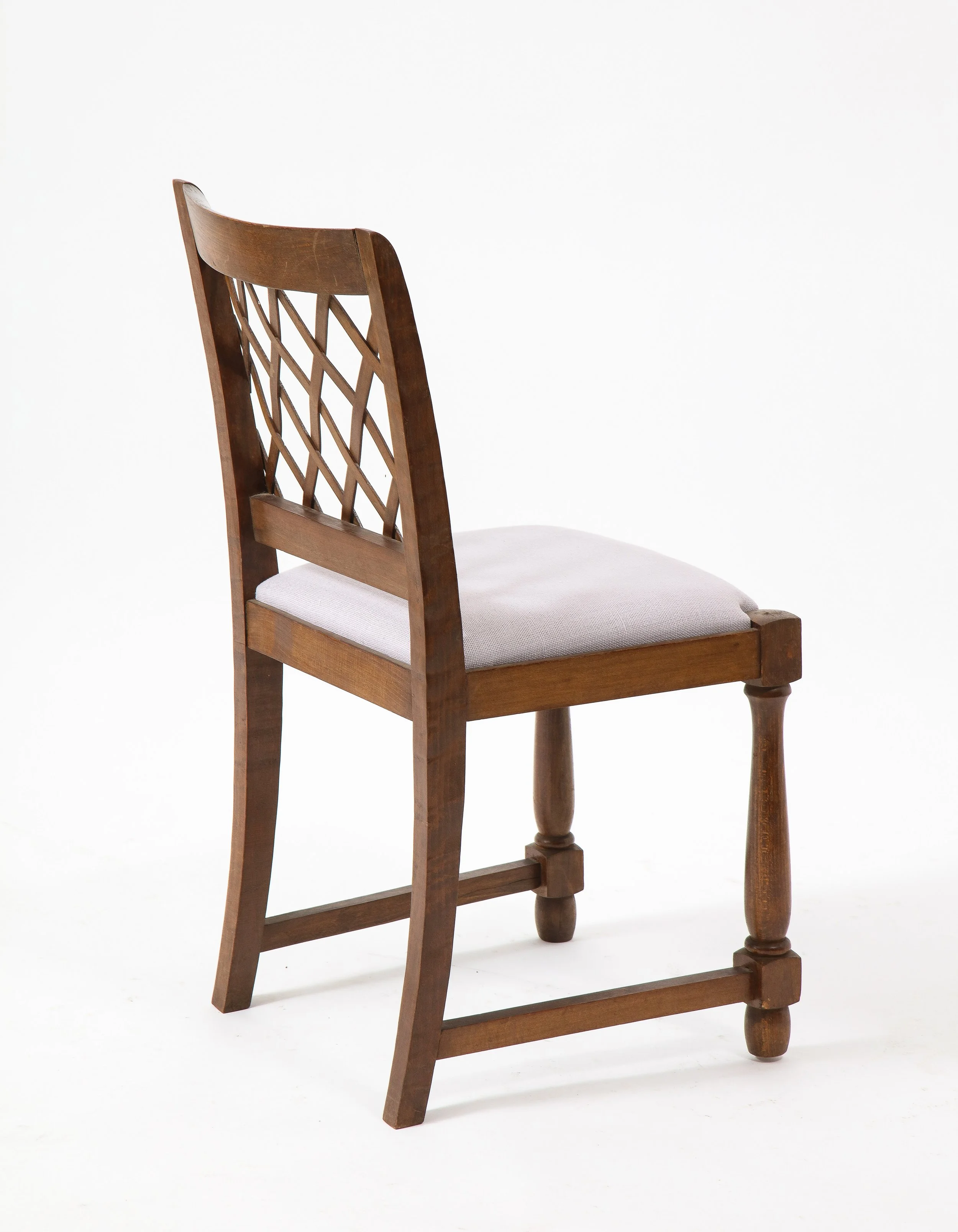 Set of Oak Lattice Back Side Chairs