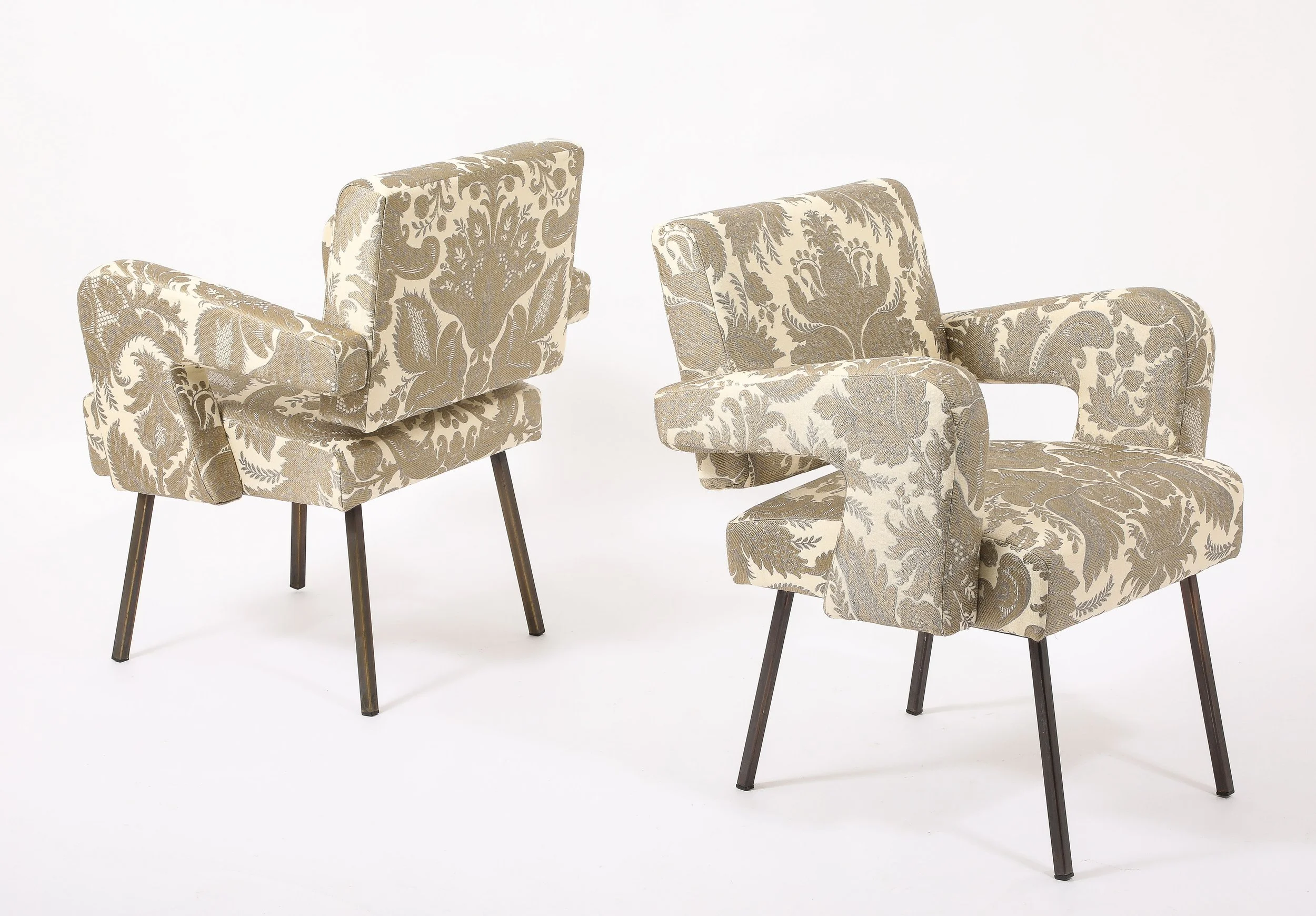 Jacques Adnet Floating Back Armchairs
