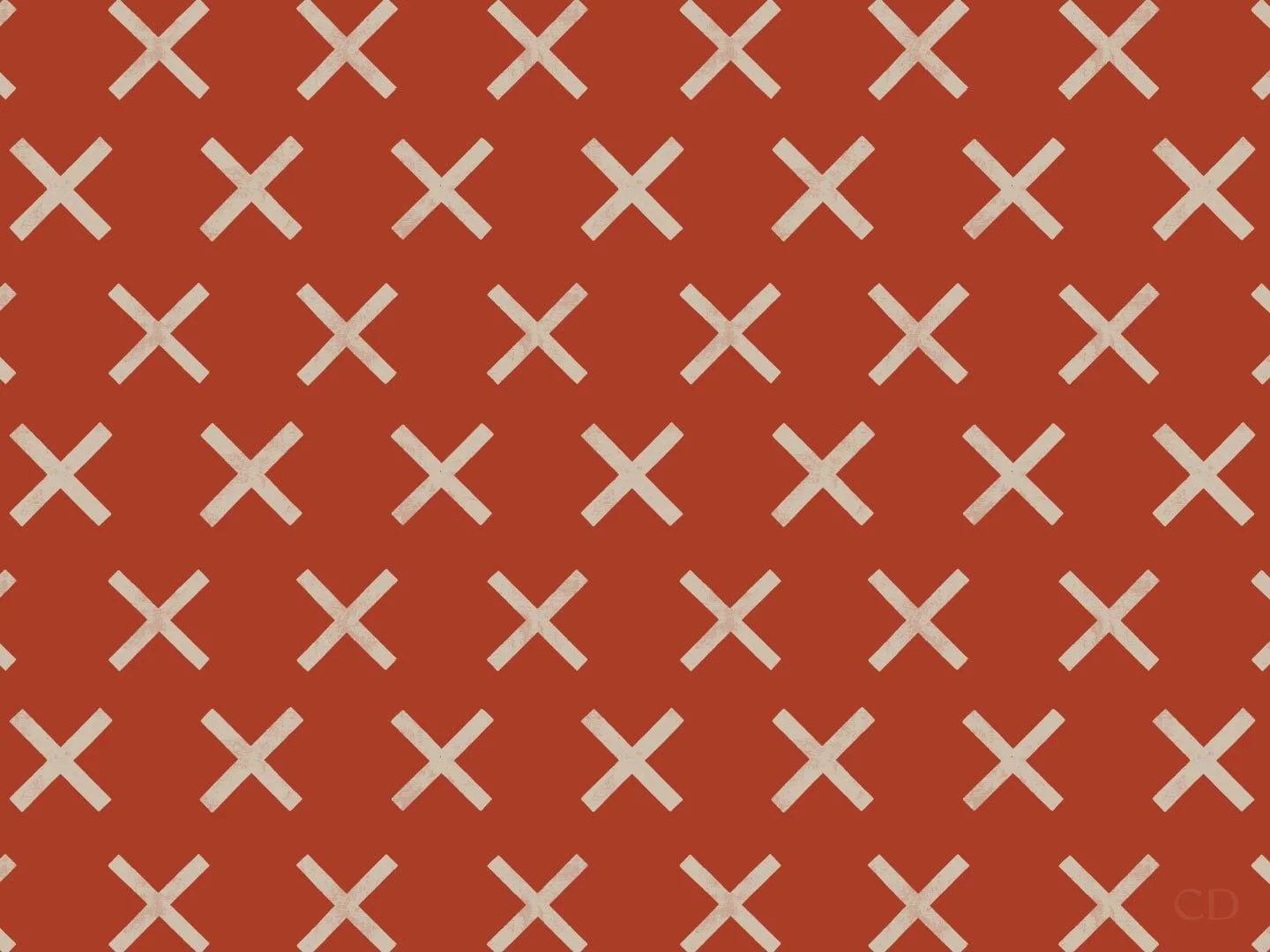 Seamless terracotta pattern with cream textured cross shapes in a grid layout