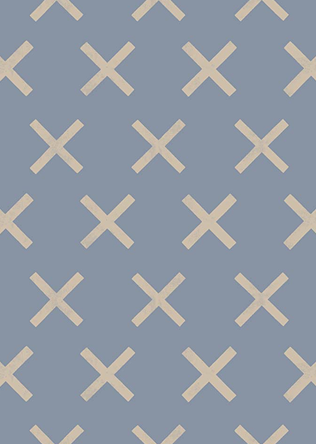 Cropped sky blue pattern with cream textured cross shapes in a grid layout