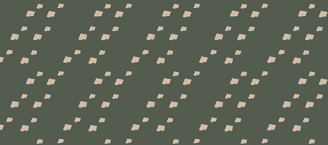 Cropped moss green pattern with cream abstract shapes in a cascading layout