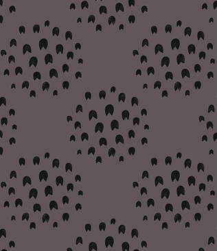 Cropped dusty purple pattern with soft black abstract shapes forming a repeating circle motif