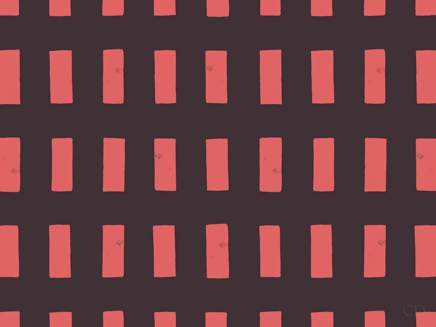 Seamless warm brown pattern with textured guava pink rectangles in a grid