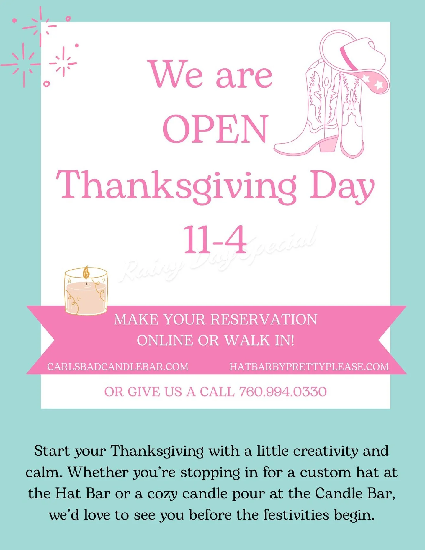 Thanksgiving is all about gathering, slowing down, and savoring the little joys. SO we&rsquo;re keeping the doors open for anyone who wants to add a touch of magic to their holiday. We&rsquo;re here and happy to welcome you! 

As a special treat, we&
