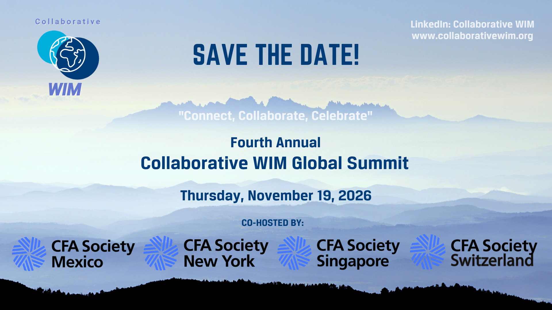 4th Annual CWIM Global Summit: “Connect, Collaborate, Celebrate 2026” (Co-Hosted by CFA Societies Mexico, New York, Singapore, Switzerland)