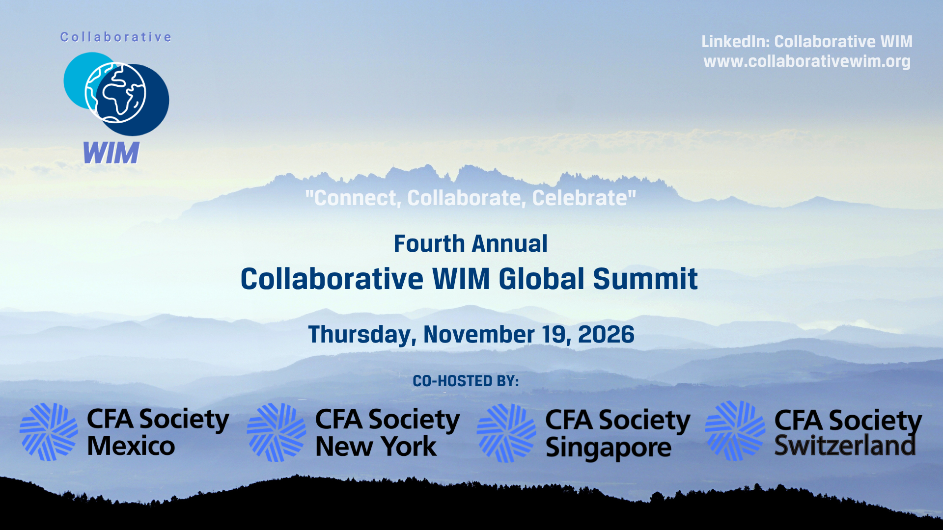 4th Annual CWIM Global Summit: “Connect, Collaborate, Celebrate 2026” (Co-Hosted by CFA Societies Mexico, New York, Singapore, Switzerland)