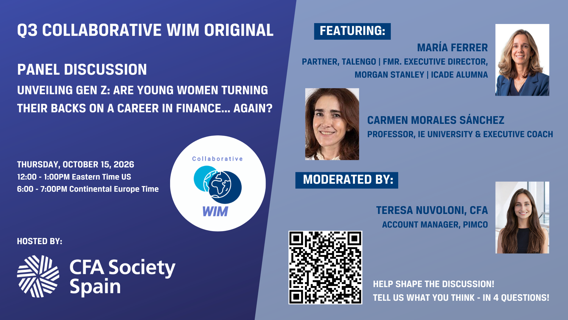 CWIM Original: “Unveiling Gen Z: Are Young Women Turning Their Backs on a Career in Finance…Again?” (Hosted by CFA Society Spain)