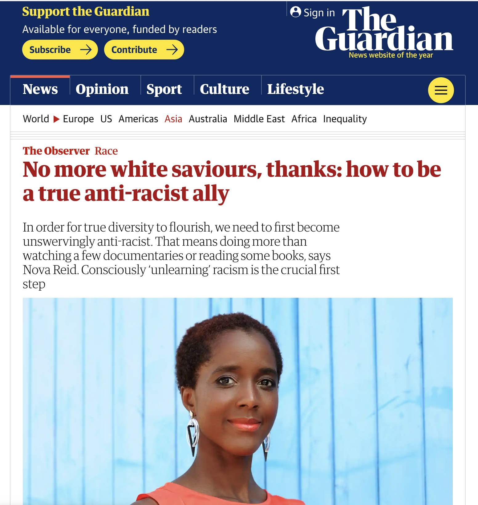 ‘No more white saviours, thanks’ - My article in The Guardian talking about performative allyship