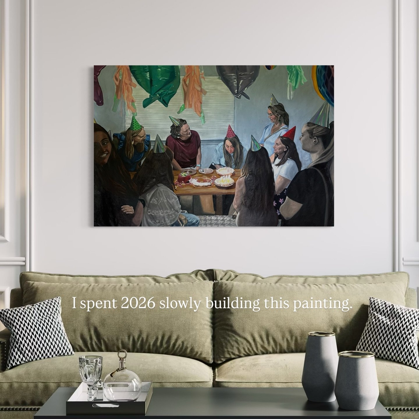 I finished this painting in September and it still hangs with me in my studio. I never know if a painting with ever be interesting to anyone but me and the other people in it, but I am super proud of this large scale work. It&rsquo;s weird painting y