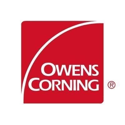 Owens Corning red logo with white text and a curved line