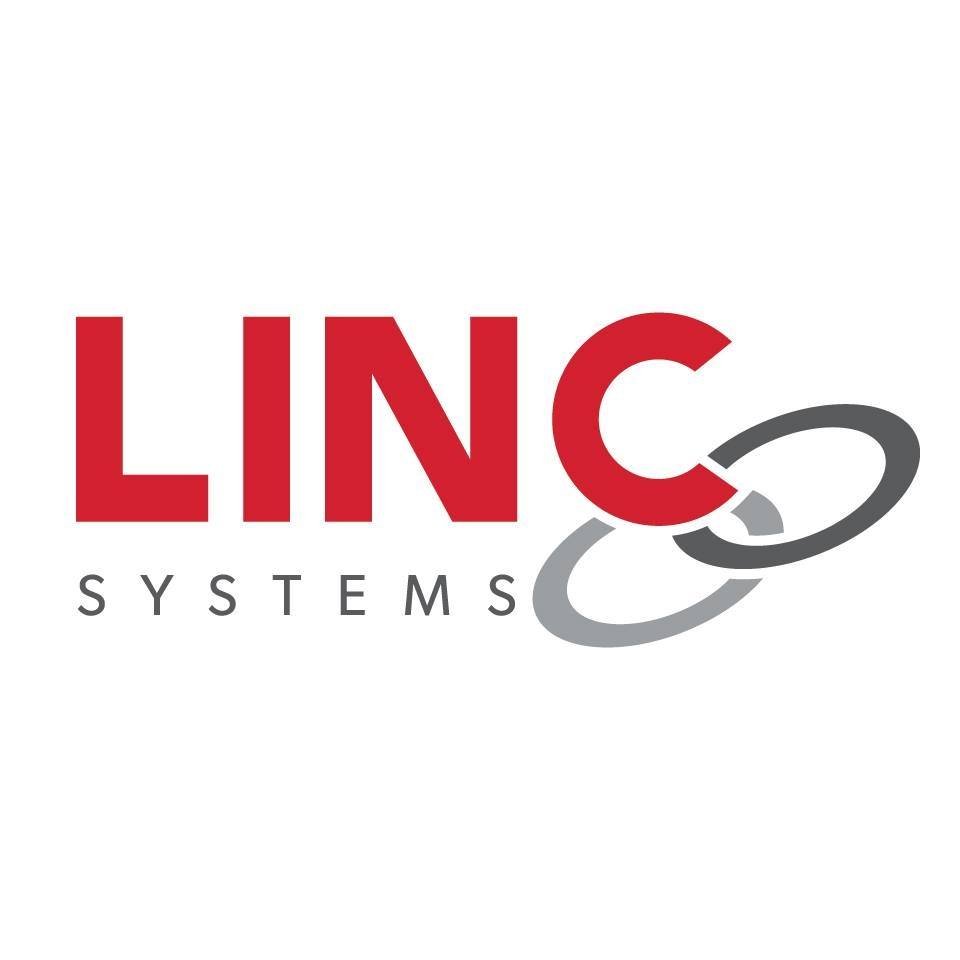 LINC Systems logo featuring red and gray text with interlocking rings.