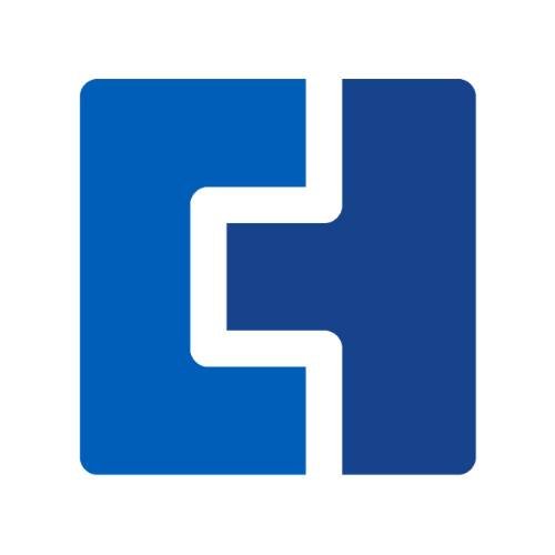 Blue stylized "C" and "H" logo on white background.