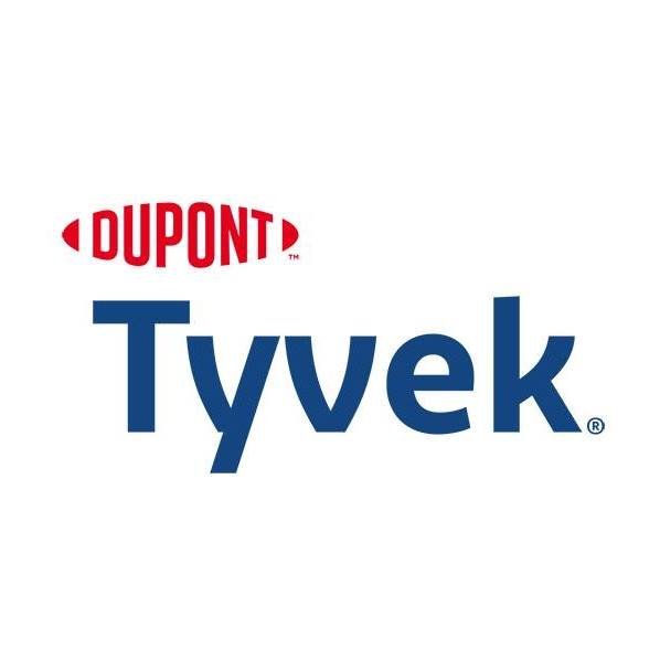 DuPont Tyvek logo, featuring the DuPont name in red text above "Tyvek" in large blue letters.