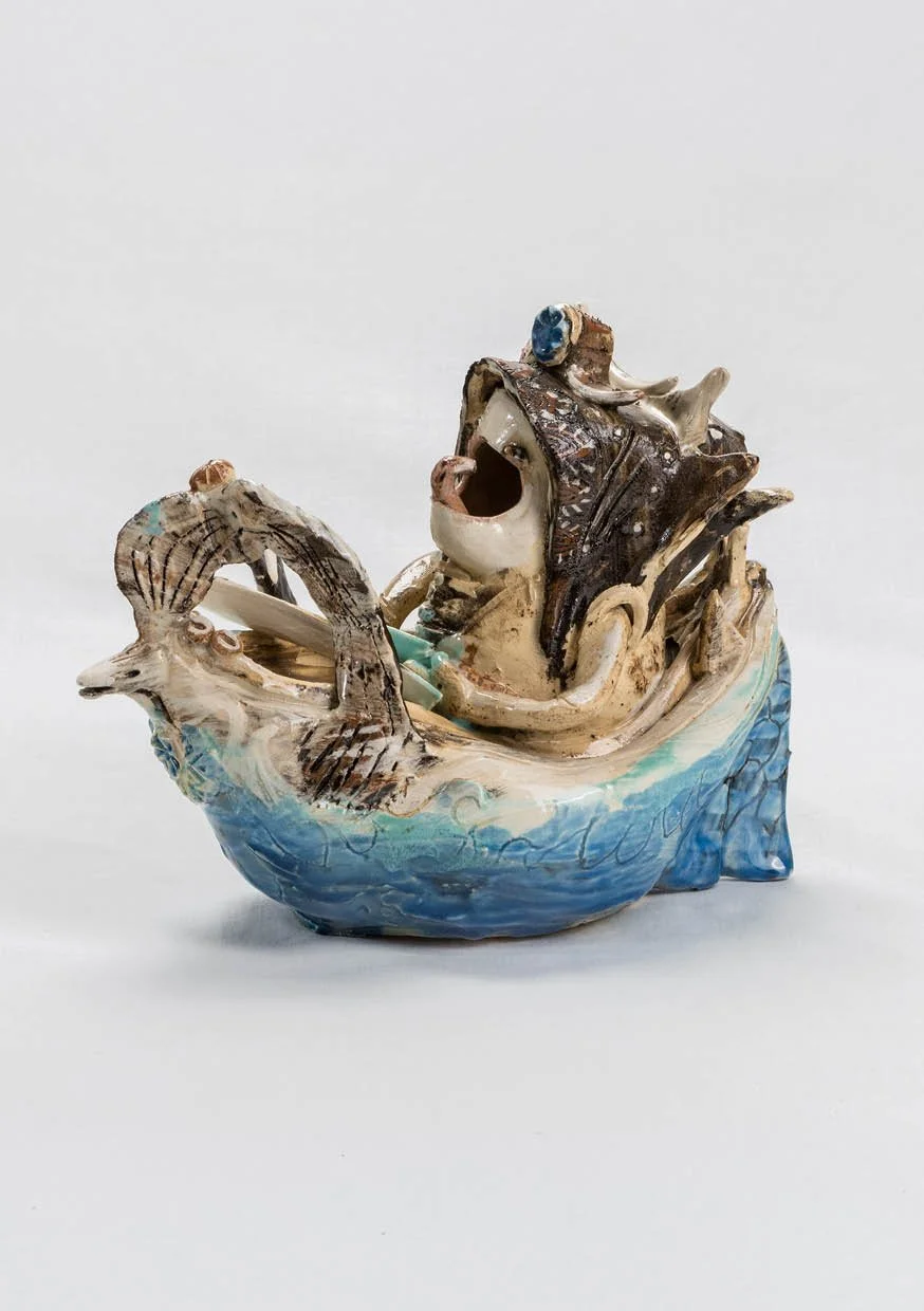 FRANCISCO PESSEGUEIRO
Barqueiro, 2024
Mistura de pastas, engobe  e vidrado | Mixed clay bodies, engobe and glaze | 16x10x20cm