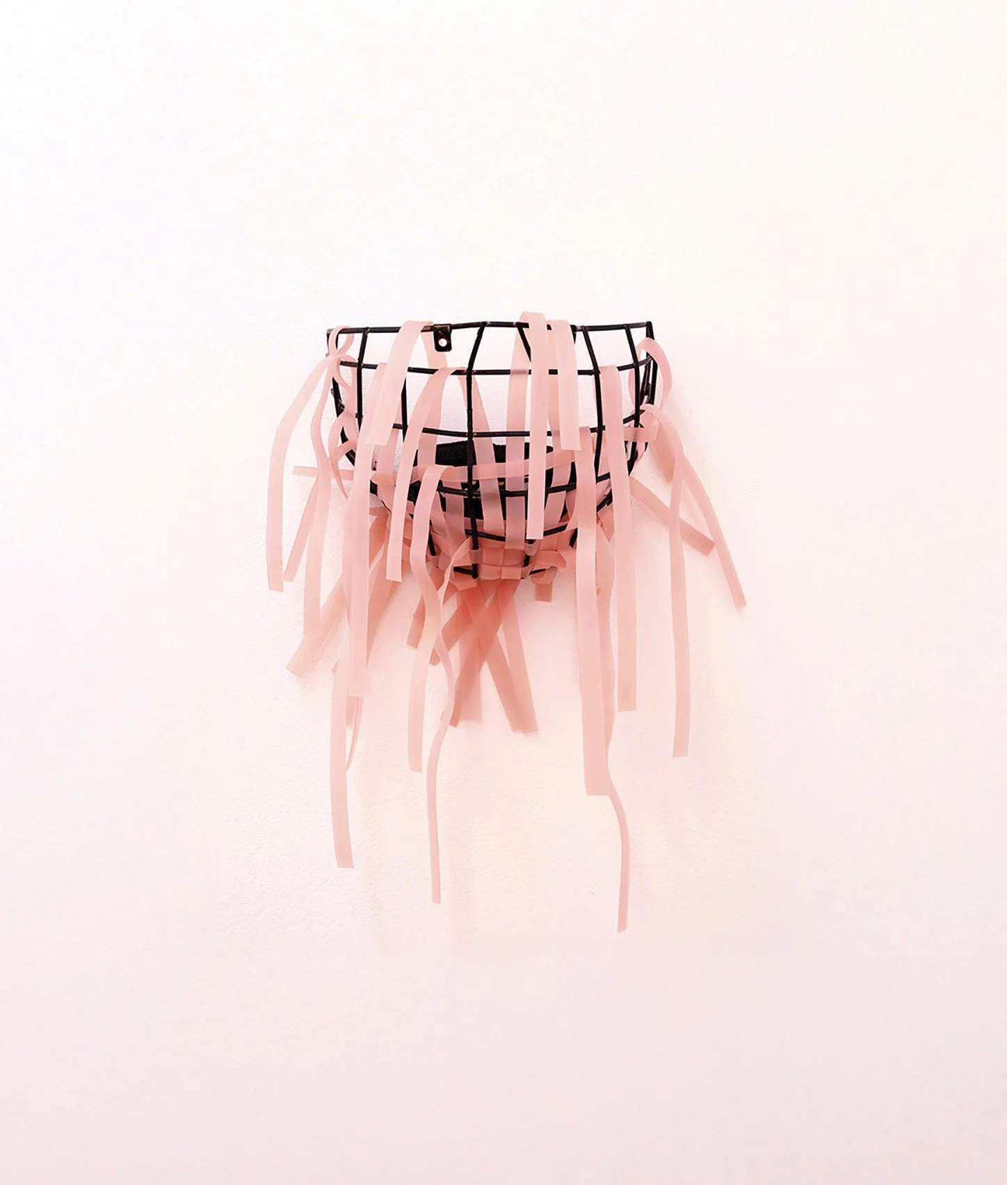 Mask, 2022 | Hockey mask, silicone straps | 23x11x30cm | These works often start with an exploration of the body’s surface. They are painted with brushes, makeup sponges, and other tools associated with touching, applying, or covering skin. I’m drawn
