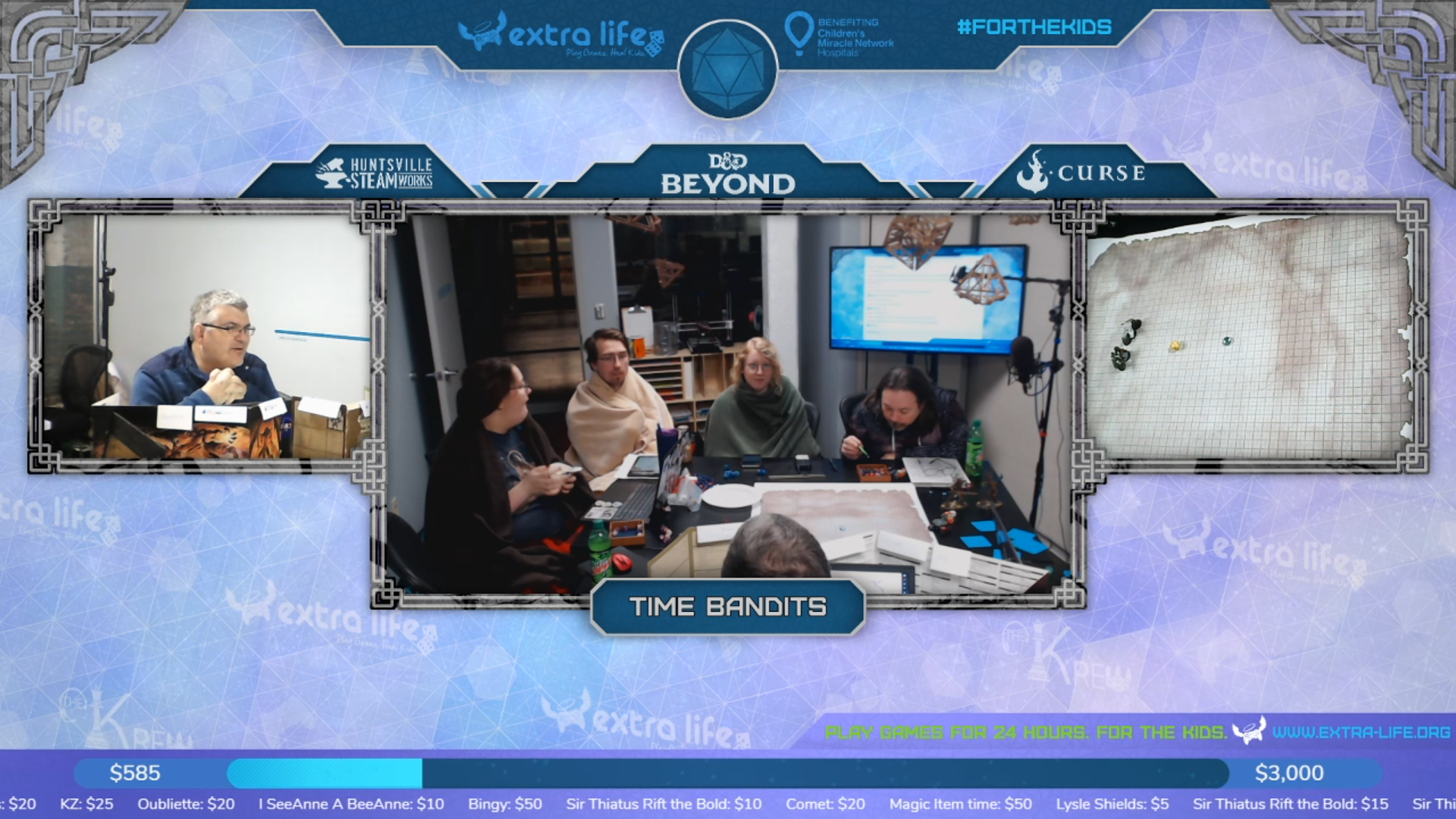 Screen for the Time Bandits table