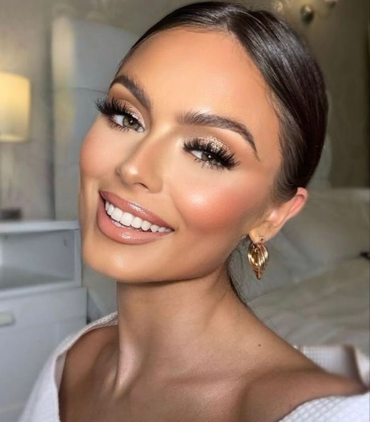 Full-face bridesmaid glam tailored to your wedding look. Optional contour and hair styling add-on. #BridalPartyGlam #CreatedbyAriel