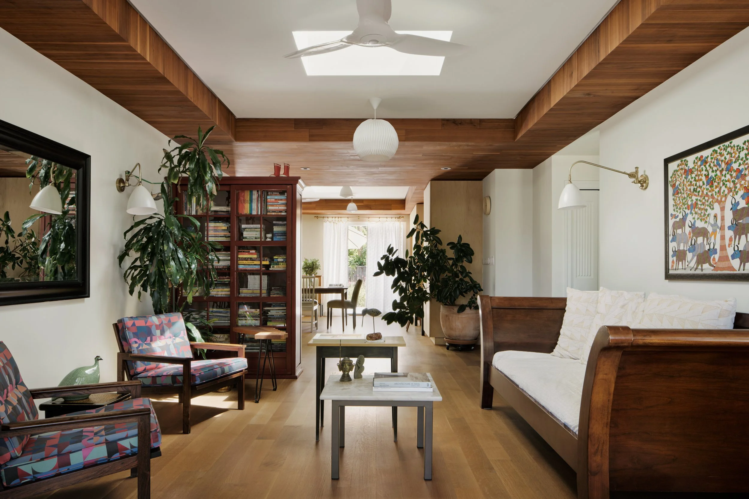 Living room looking on to dining area and terrace