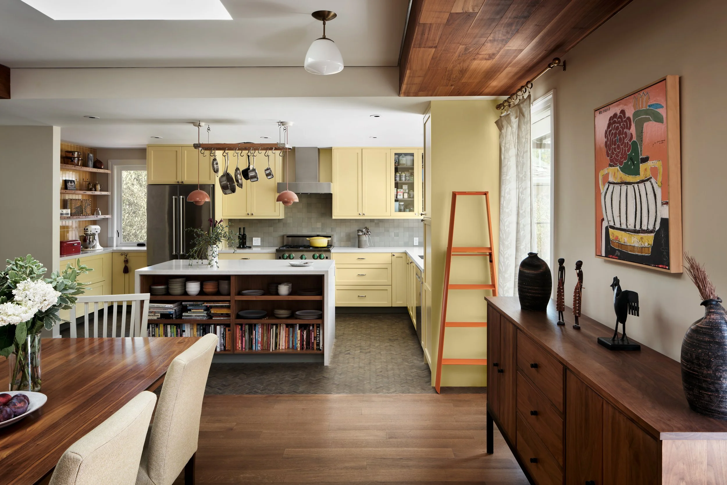 Portion of dining room with view on to kitchen