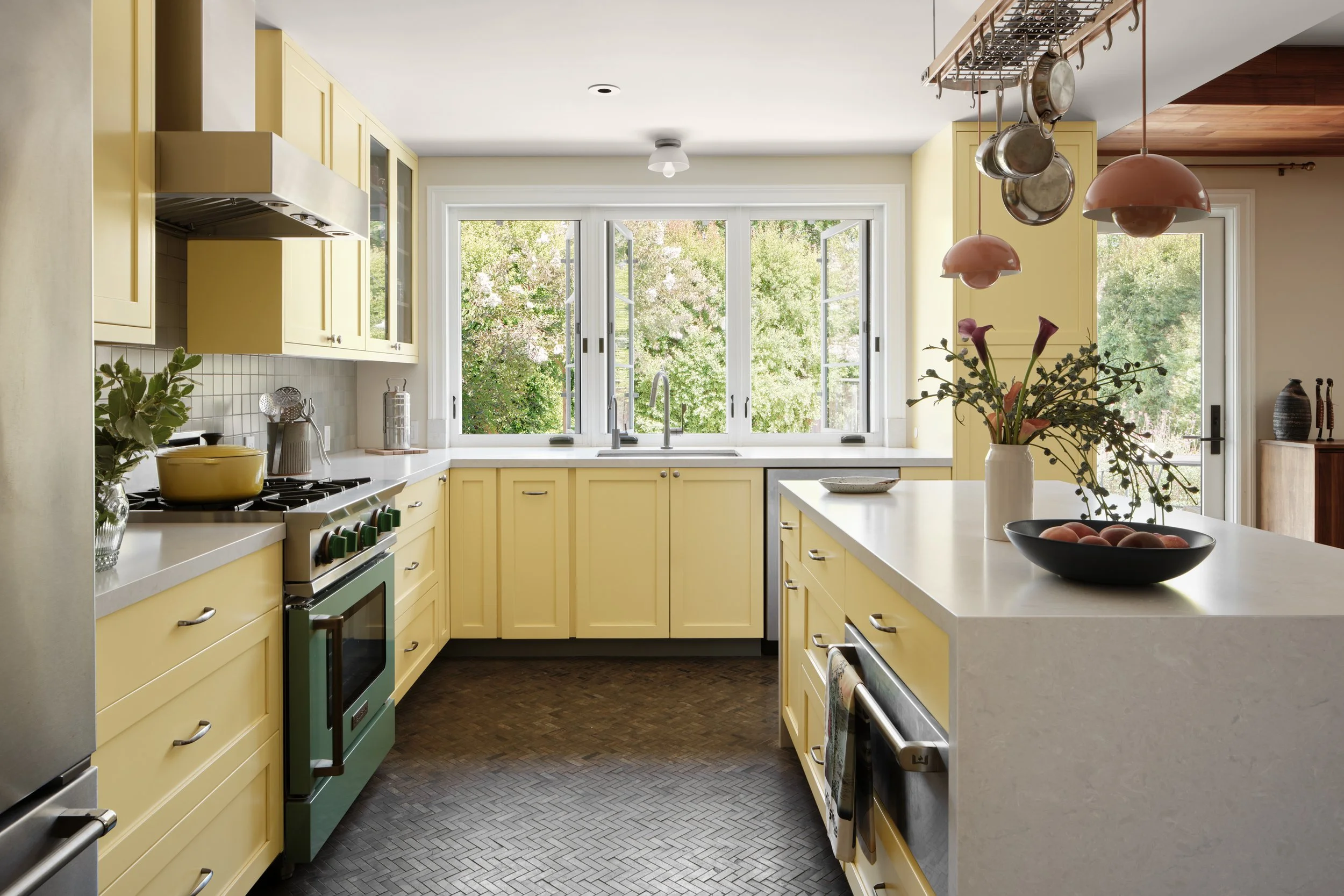 Open spacious kitchen with central island