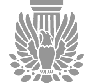 Silhouette of an eagle with outstretch wings infront of a column with leaves underneath.